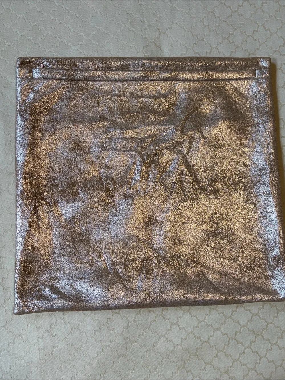 West Elm Gold Metallic Tan Decorative Throw Pillow Case Cover 20 x 20in